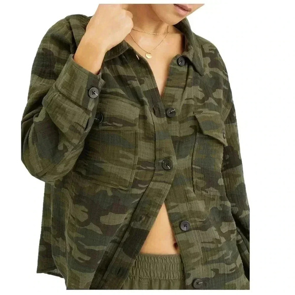 Sanctuary Camo Gauze Cotton Button Down Safari Camo - Picture 1 of 7